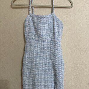 Zara, blue/white knit cotton strap dress, Size XS
